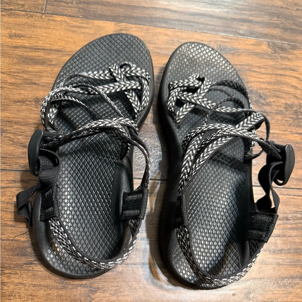 Chaco Black and Gray Strappy Sandals